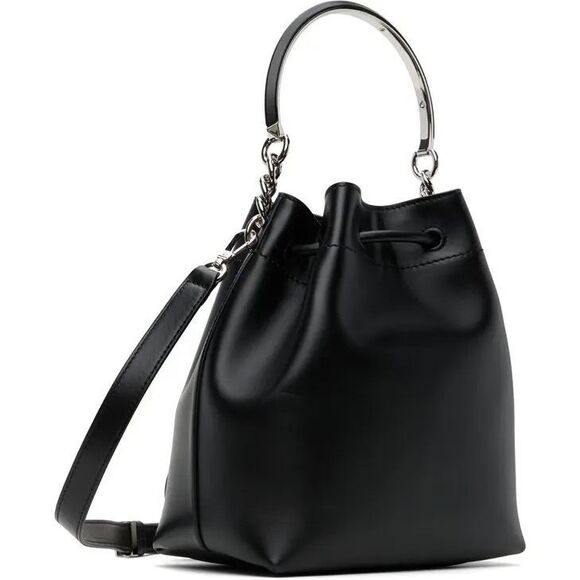 JIMMY CHOO Bon Bon Bucket Black Soft Shiny Smooth Calf Leather Bucket Bag $1750 - Picture 4 of 15